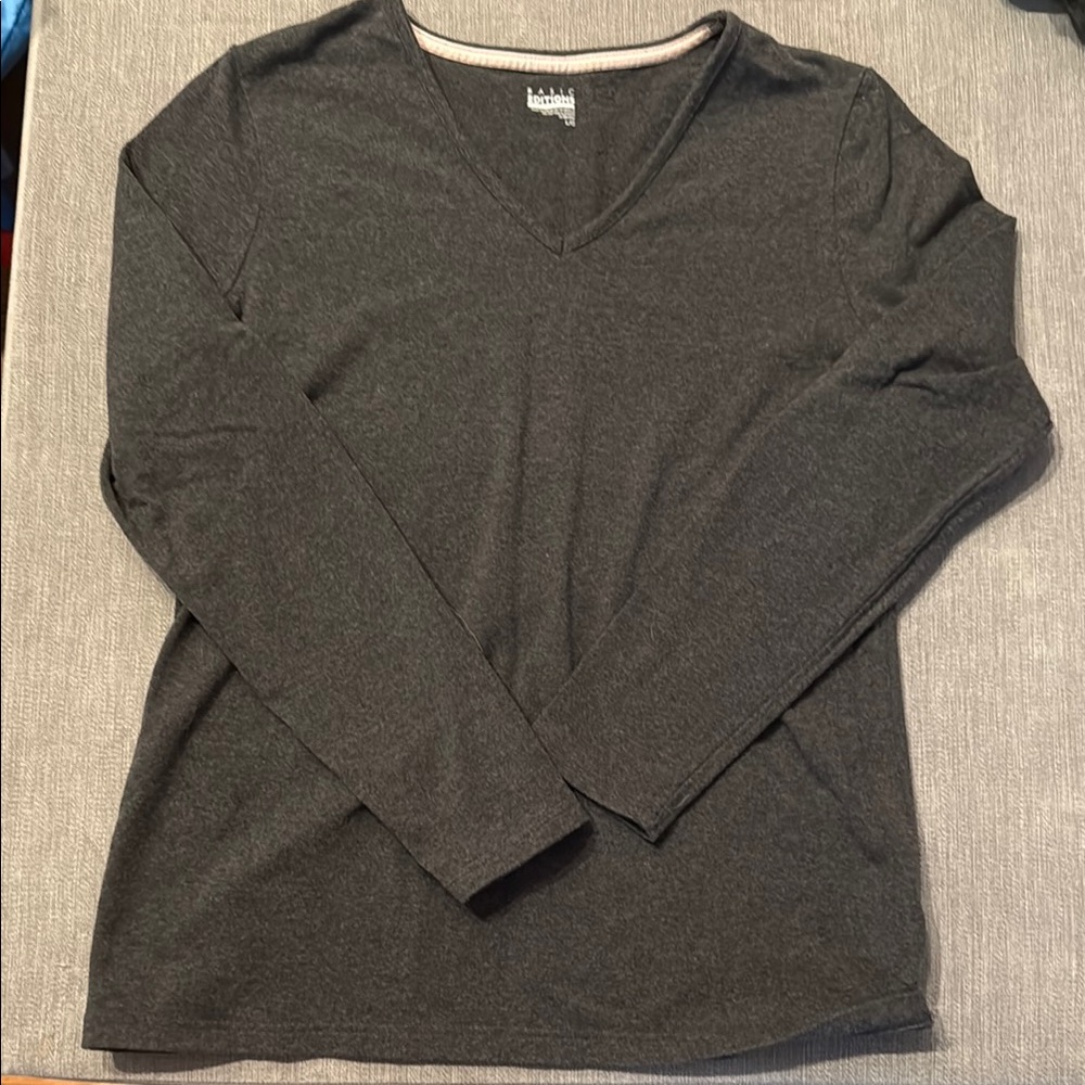 Basic Editions Charcoal V-Neck Top